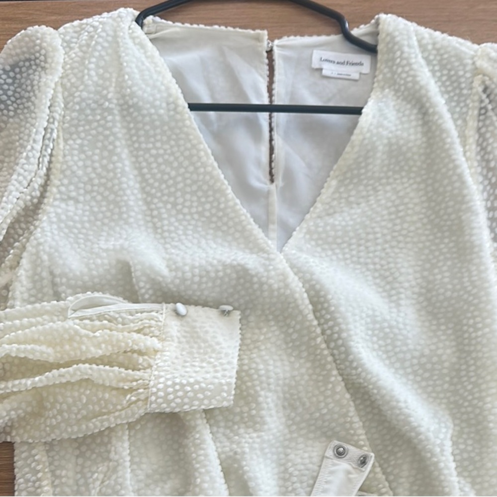 Lovers and Friends Cream Puff Sleeve Wrap Blouse Bodysuit size small